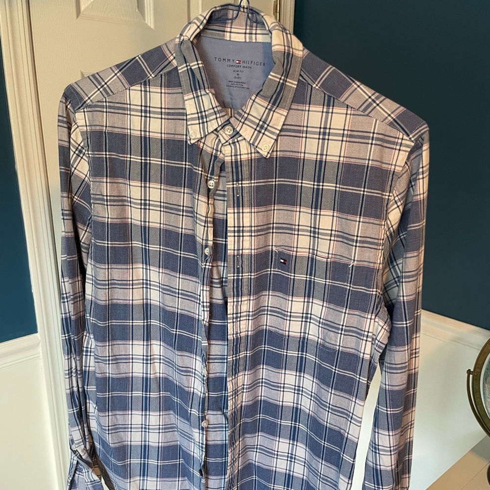 Tommy Hilfiger shirt, M, Slim Fit, blue plaid